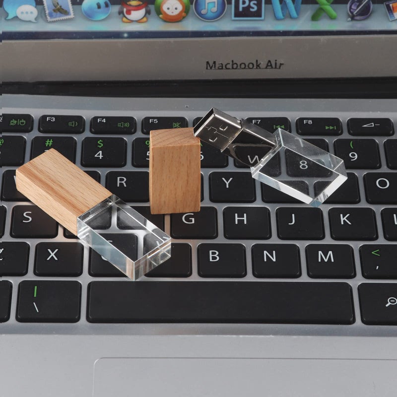 SXBan 16GB USB 2.0 Flash Drive,Crystal Wood Clear Glass LED Light Thumb Jump Pendrive Pen Drive Fast Speed Memory Stick Gift for Girl Boy Women Men Kids Wedding Unique Novelty Cool Fun Photography Gift - Image 3